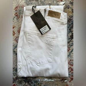 White fringed hem capris jeans color white size 10